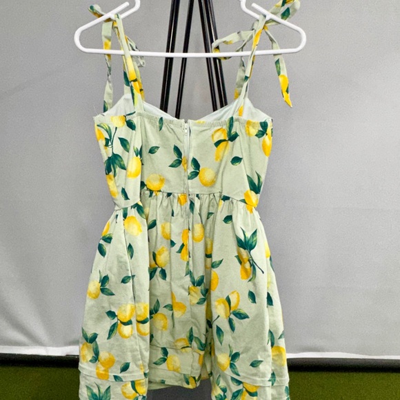 Lemon Print Tie-Shoulder Sundress - Yellow/Green - Picture 2 of 5